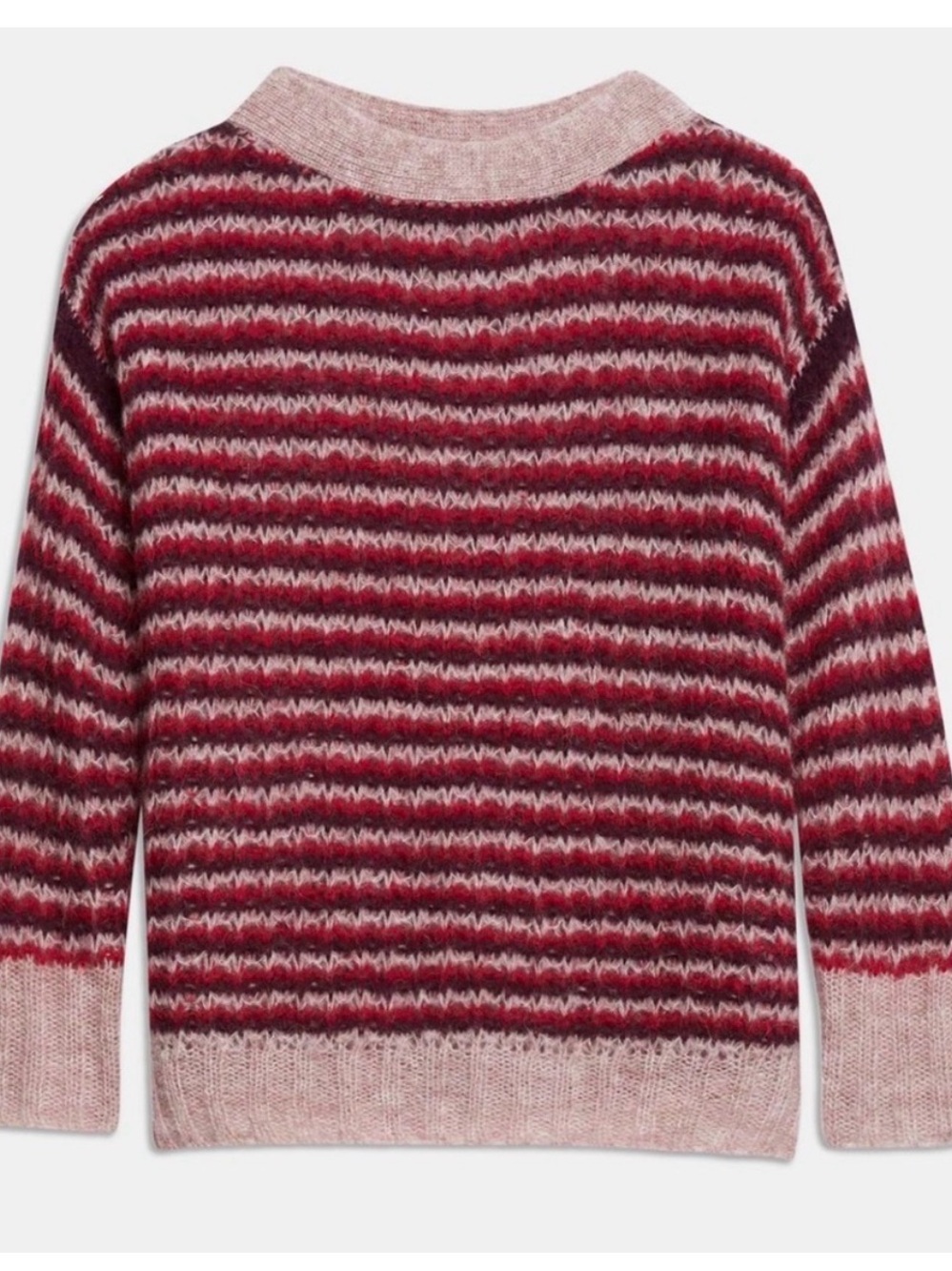 Theory Alpaca Pullover in Crimson multi striped